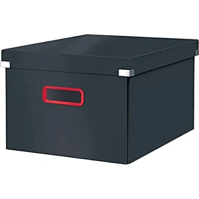 Image de Leitz Click &amp; Store Boîte de Rangement Pliable avec Couvercle, Carton Solide, Format A4, Maison / Bureau, Gamme Cosy, Gris, 53480089