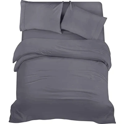 Image de Utopia Bedding Housse de Couette 220x230cm, Drap 150x200cm et Taies d&#039;oreiller 50x75cm Microfibre brossée Polyester Douce (Gris)