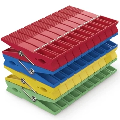Image de PORTENTUM Pinces à Linge en Plastique Recyclé, Lot de 40, Multicolore. Écologiques et Soutenables, Résistantes aux Intempéries, Longue Durée Vie, Multi usages, Ne Laisse Pas Marques, 7,5x1x2 cm