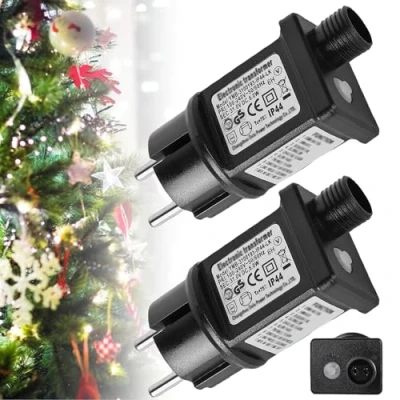 Image de Clignoteur pour Guirlande 31V 6W Transformateur LED, 8 Modes Prise avec Fonction Minuterie, Étanche IP44 LED Éclairage de Noël, lumineuse, Rideau Lumineux