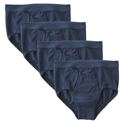 Image de HERMKO 3240 Lot de 4 Slip Homme avec Ouverture Fine côte en 100% Coton Biologique Lavable à 60C Beaucoup Couleurs, Taille:4 (L), Couleur:Bleu foncé