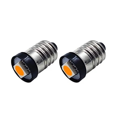 Image de Ruiandsion Lot de 2 ampoules LED E10 DC 6 V 0,5 W Jaune 5050 1SMD pour lampe torche, poche, phare, terre négative