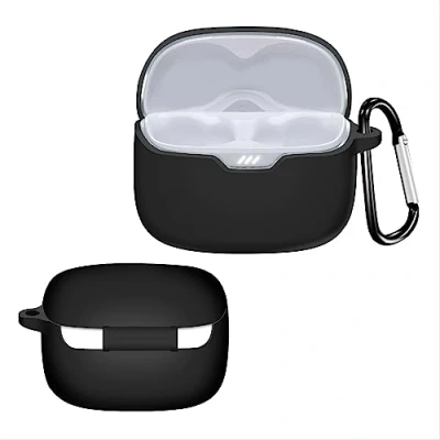 Image de GIOPUEY Étuis pour JBL Tune Beam, Coque Silicone, Poids léger, Antichoc, Portable Noir