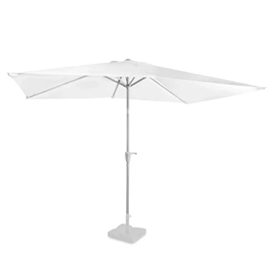 Image de VONROC Parasol de Jardin Extérieur Rapallo 200x300cm Blanc Rectangulaire Inclinable en Toile Protection Solaire UPF 50+ Manivelle Anti Retour, Housse Incluse