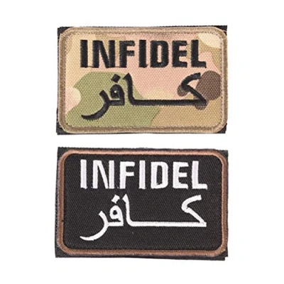 Image de LanXin 2 pièces Infidel Patch Militaire Moral Emblème Tactique Badges Appliques Patchs Brodés Crochet et Boucle Attaches Patches de Support