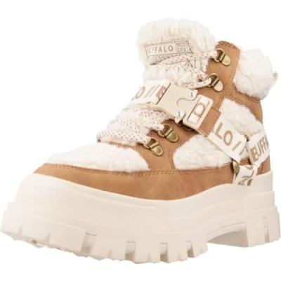Image de Buffalo Aspha COM MID WARM Bottines à lacets, Femme, Taille: 41, Beige Imitation cuir/textile