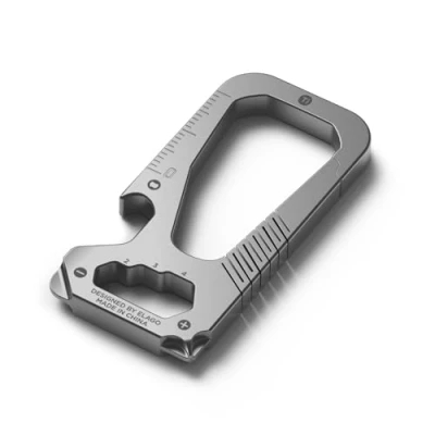 Image de elago Porte Clés Multifonctionnel Mousqueton EDC en Titane Carabiner Keychain avec Tournevis, Tête plate, Clé hexagonale, Règle, Ouvre bouteille, Multifonctionnel, Durabilité, Léger, Solide