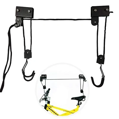 Image de EXLECO Support velo Plafond Max.57 kg Ascenseur de Vélo Universel avec Crochet et Range à Corde Adapté aux Vélos Yacht