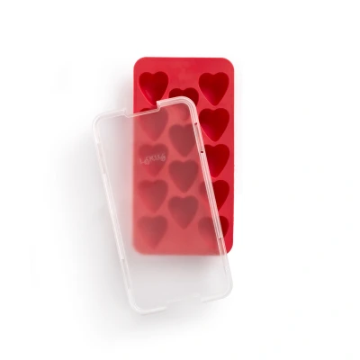 Image de Lékué Bac à Glaçon avec couvercle Caoutchouc SBS Rouge 11,3 x 22 2,5 cm