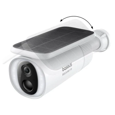 Image de Baseus Security S1 Caméra Surveillance WiFi Extérieur sans Fil Solaire, Suivi Solaire Automatique 2K Extérieure avec Panneau Vision Nocturne, 8 Go Stockage Local, Pas de Frais Mensuels