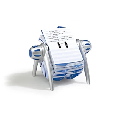 Image de Durable 241623 Telindex Flip Fichier Répertoire Rotatif pour 500 Fiches Pré Imprimées avec Index 25 Touches Argent/Bleu