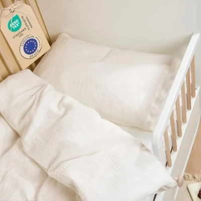 Image de Laleni Linge de lit Enfant 100x135 cm en Coton Mousseline 100 x 135 + taie d&#039;oreiller 40x60 Oeko TEX certifié été Vert