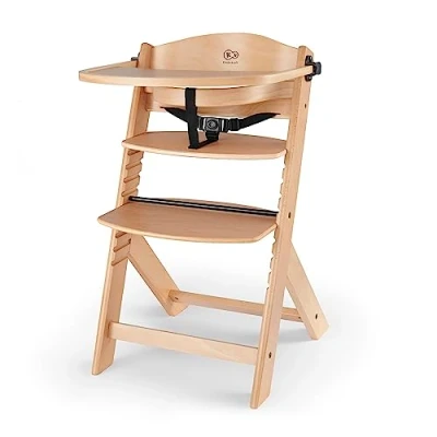 Image de Kinderkraft ENOCK Chaise Haute d&#039;alimentation Bébé, 3 en 1, Bois Naturel, Évolutive, Réglable, Puericulture, Avec Plateau, Très Solide, Design Universel, Accessoires