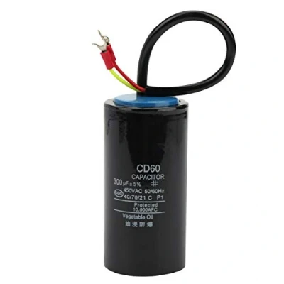 Image de condensateur de démarrage à double broche CD60 450 V 300 uf, moteur Film haute conductivité durable, 50x100mm, pour pompe eau,