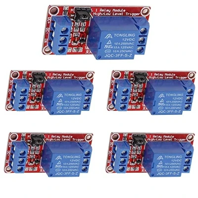 Image de PENGLIN Module avec optocoupleur, haut ou bas niveau gâchette carte d’extension pour raspberry pi Arduino (5PCS 12V Relais 1 canaux)