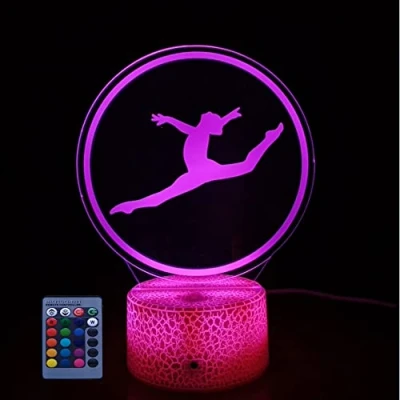 Image de HPBN8 Ltd Créatif 3D Gymnastique Nuit Lampe Art Déco Lumières LED Décoration Lampes Télécommande 7/16 Couleurs Change Veilleuse USB Powered Enfants Cadeau Anniversaire Noël Cadeaux