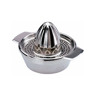 Image de axentia Presse agrumes Manuel en Acier Inoxydable de Haute Qualité, citron avec Réservoir, Capacité env. 200 ml, 16, 6 x 13, 9, 5 cm, Argenté