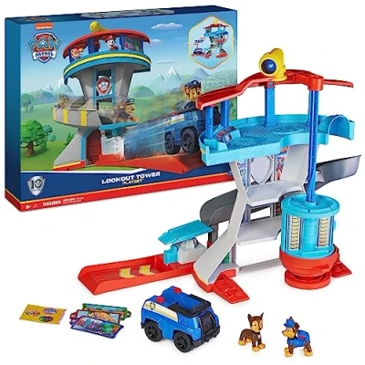 Image de Paw Patrol Pat Patrouille Tour De CONTRÔLE Jouet 50 Cm avec Périscope, Missions, Toboggan, 7 Cartes 1 Véhicule et 2 Figurines Chase Enfant 3 Ans +