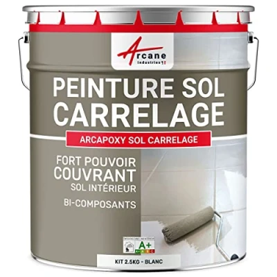 Image de Peinture CARRELAGE SOL Résine pour recouvrir faïence et carreaux ARCAPOXY 2.5 kg (jusqu&#039;à 12.5 m² en 2 couches) Blanc RAL 9003 ARCANE INDUSTRIES