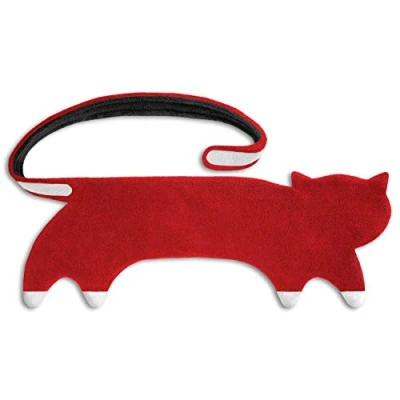 Image de LESCHI Coussin chauffant Bouillotte micro ondes 10 compartiments à nouer Animal : chat rouge graines de blé bio souple Idéal pour se réchauffer en hiver et le ventre, dos