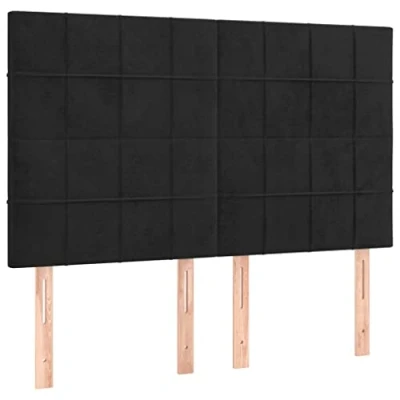 Image de vidaXL 4X Têtes de Lit Meubles Chambre à Coucher Accessoires Simple Cadre Intérieur Noir 72x5x78/88 cm Velours