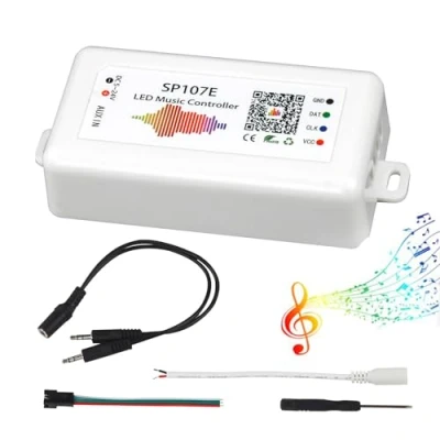 Image de VIPMOON SP107E Contrôleur de Bluetooth LED DC 5V 24V pour Bande WS2811 WS2812B WS2801 SK6812,iOS/Android APP 180 modes, ajuster Couleur,Eclat,Vitesse,facile à utiliser.
