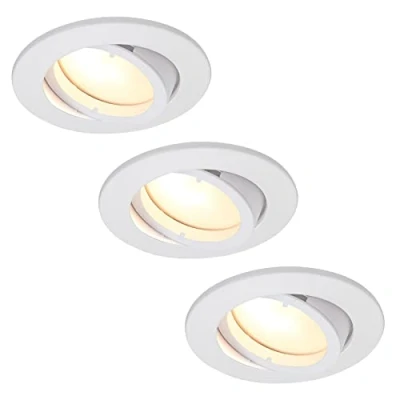 Image de HCFEI Lot de 3 Spot Encastrable Complete Orientable Blanc avec Dimmable Ampoule GU10 Module 5W 230V eq. 50W Lumiere Chaud 3000K