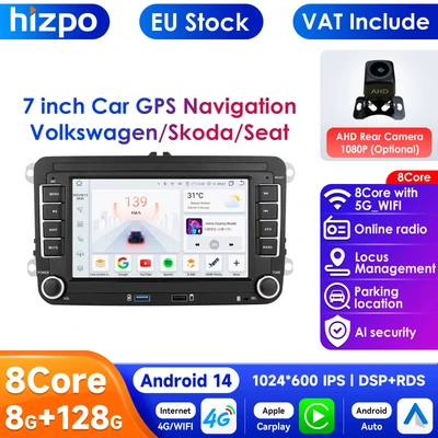 Image de Carplay Android 13 autoradio GPS pour VW POLO GOLF 5 6 Plus PASSAT B6 JETTA TIGUAN TOURAN SHARAN SCIROCCO CADDY siège Audio stéréo