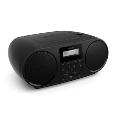Image de Philips TAZ6000 Lecteur de CD/Radio FM Tout en Un avec Dab+, Bluetooth 5.4, USB, Batterie/Alimentation CA, Amplification Dynamique des Basses (Dynamic Bass), matériaux recyclés et Prise Casque 3,5 mm