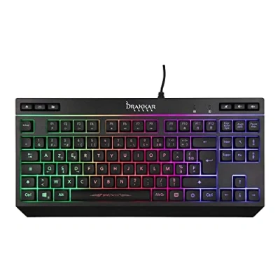 Image de Konix Drakkar Clavier Gaming Filaire à Membrane Spelheim TKL AZERTY Format sans pavé numérique Rétroéclairage
