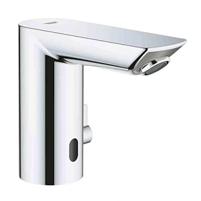 Image de GROHE Bau Cosmopolitan E électronique infrarouge pour lavabo (chasse d&#039;eau automatique, tuyaux de raccordement flexibles, dispositif antirefoulement, avec électrovanne intégrée), chrome, 36453000