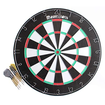 Image de Masterdarts Cible de Fléchettes avec 6 Tableau Ø45cm à Pointe métallique en liège Crochet Suspension
