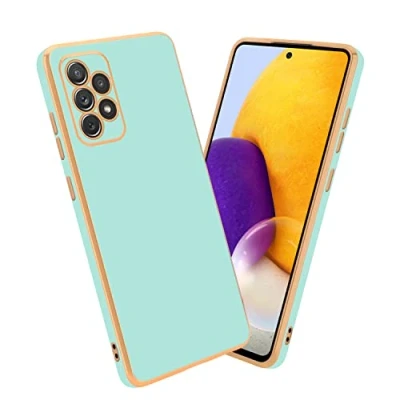 Image de Cadorabo Housse Compatible avec Samsung Galaxy A52 (4G / 5G) A52s en Glossy Vert Menthe Or Étui de Protection Silicone TPU Flexible et pour Appareil Photo
