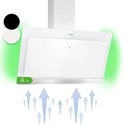 Image de Klarstein Hotte Aspirante 90 cm, Inclinée Silencieuse, de Cuisine 90cm avec Lampes LED RGB, Débit d&#039;Air Puissant 563 m3/h, Efficacité Energétique Classe A, Évacuation