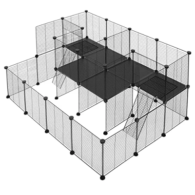 Image de EUGAD Enclos Lapin en métal, Parc pour Cochon d&#039;Inde, Noir 145x108x72cm