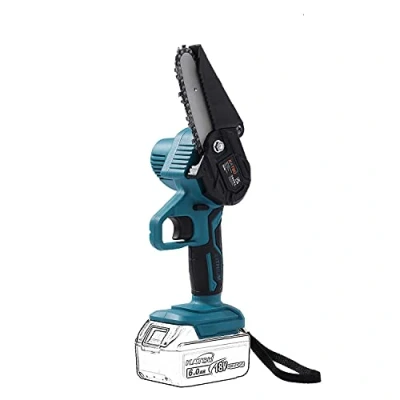 Image de Mini Tronconneuse a Batterie, KATSU FIT BAT 21V 4 Pouces Portable Electrique sans Fil Scie Électrique à Main pour les Branches d&#039;Arbres la Coupe du Bois, Batterie