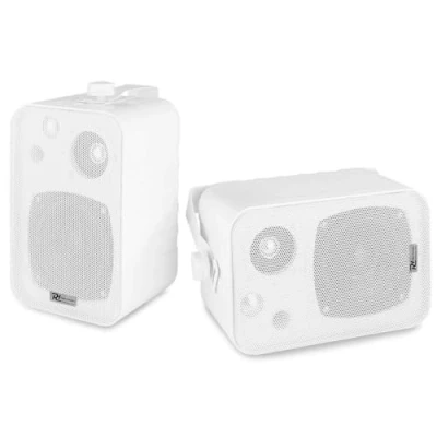 Image de Power Dynamics BV40V 2 Haut Parleurs Blancs 10 Watts, 4 Pouces, Étanches, Musique de Fond, Kit Montage Fourni, 100 Volts, Public Address, d&#039;Ambiance, Sonorisation, Horizontal Vertical