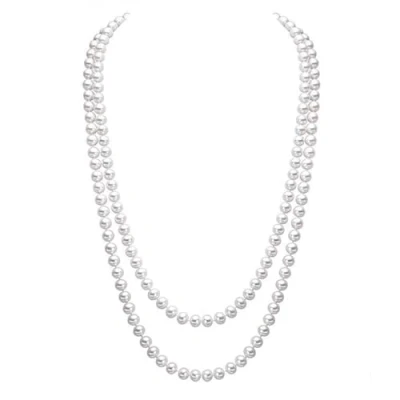 Image de Mecool Collier Perle Perles D&#039;imitation Long En Artificielles Blanches Chaîne à Longues