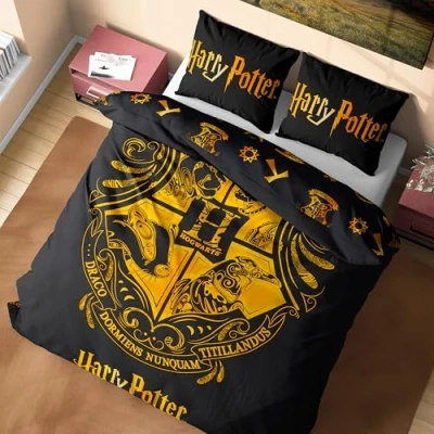 Image de Harry Potter Housse de Couette et Taie d&#039;oreiller Enfant, Ado Femme Taille Simple ou Double (Noir, Double)