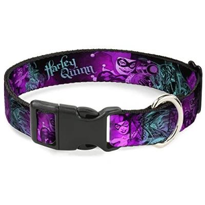 Image de Buckle Down Collier à Clip en Plastique Harley Quinn, Pow &amp; Posing, Joker Sketch, Noir/Turquoise/Fuchsia