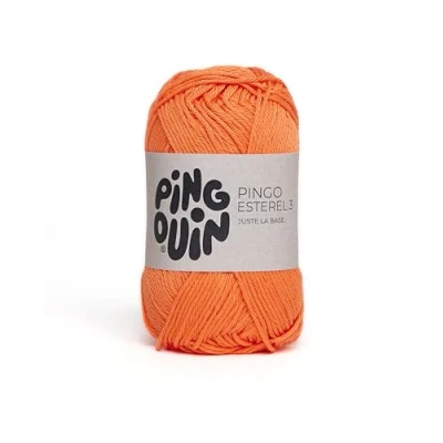 Image de Pingouin Pelote de Laine PINGO ESTEREL 3 50g à Tricoter 100% COTON Aiguille n3 Couleur ORANGE