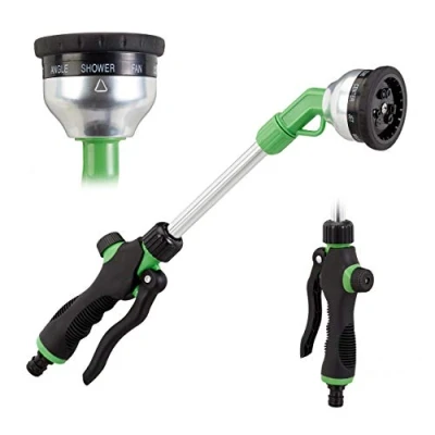 Image de Relaxdays Pomme d’arrosage Premium, Pistolet d’irrigation 1/2 pouces, 9 fonctions, 1 main, 44 cm de long, vert noir