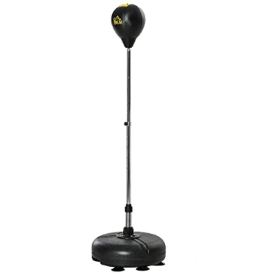 Image de HOMCOM Punchingball Set Standbox Fitness Sac de boxe Training 133 151 cm réglable en hauteur avec 1 paire gants convient aux professionnels et débutants Noir