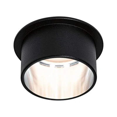 Image de Paulmann 933.82 93382 Gil LED Rond à 3 Niveaux avec 1 Spot encastrable en Aluminium brossé intensité Variable, 2700 K Coin, Noir Mat/Fer, pièce
