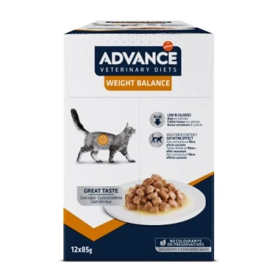 Image de Advance Veterinary Diets Weight Balance Comida Húmeda Para Gatos: Multipack 12 bolsitas de 85g