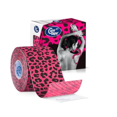 Image de CureTape 0 Cure Tape Art Ruban adhésif imperméable Motif léopard Rose/Noir 5 m x cm,
