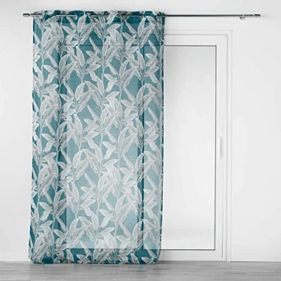 Image de douceur d&#039;intérieur, Voilage à Oeillets (140 x 240 cm) Isibelle Bleu, Voile Sablé Imprimé