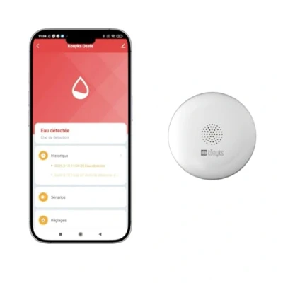 Image de Konyks Osafe Détecteur de Fuite d&#039;eau et d&#039;Inondation Connecté WiFi 2.4 GHz, Bluetooth, Compatible Tuya Smart Smartlife, 69x27,6 mm, IP67