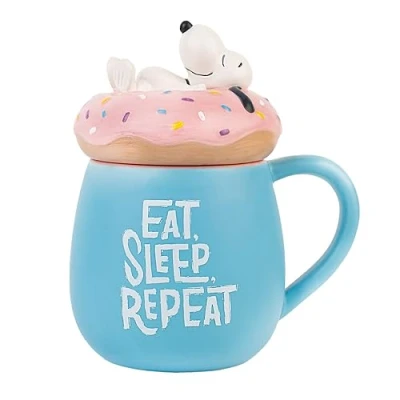 Image de Grupo Erik Mug Snoopy 500 ml avec Couvercle Tasse en Céramique Sous Licence Officielle Café &amp; Thé, Idée Cadeau Geek, Anniversaire ou Noël