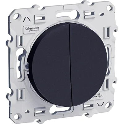 Image de Schneider Electric S540216 Odace, double bouton poussoir, 10 AX, Anthracite poussoir Anthracite, à vis, connexion rapide